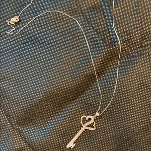 Dual white & yellow gold heart key pendent